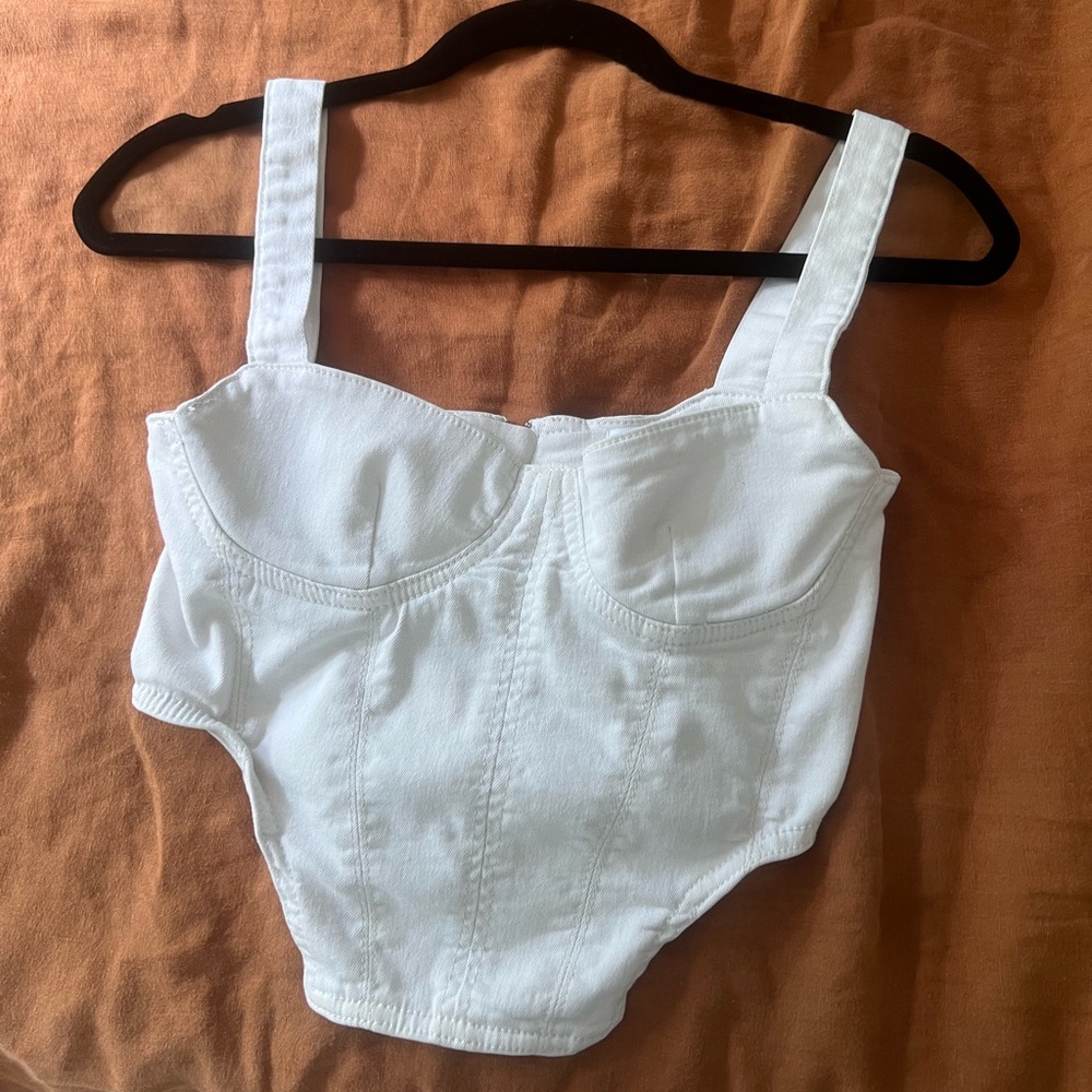White Corset-Style Bodysuit